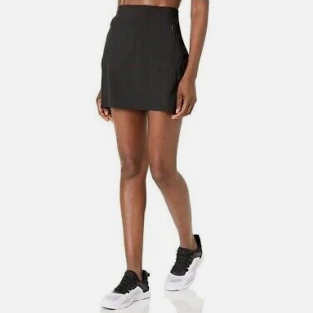 CK L Black Performance Tennis Golf Athletic Skort with 2 Zip Pockets